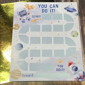 5for$10 Blue 10 Reward Chart 206 Golden Star Stickers-Outer Space Chore Chart